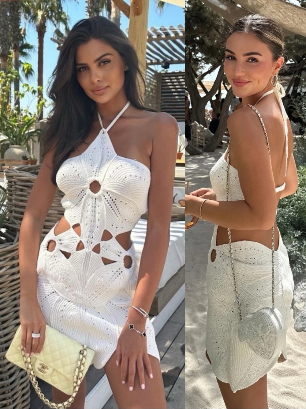 Cult Gaia Floreana Hand Crochet Knit Cutout Mini Dress Off White